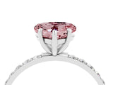 White gold Heart Cut Morganite Solitaire Ring with Pave Band and Four Prong Setting_28