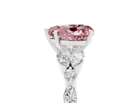 White gold Heart Cut Morganite Solitaire Ring with Side Stones and Four-Prong Setting_47