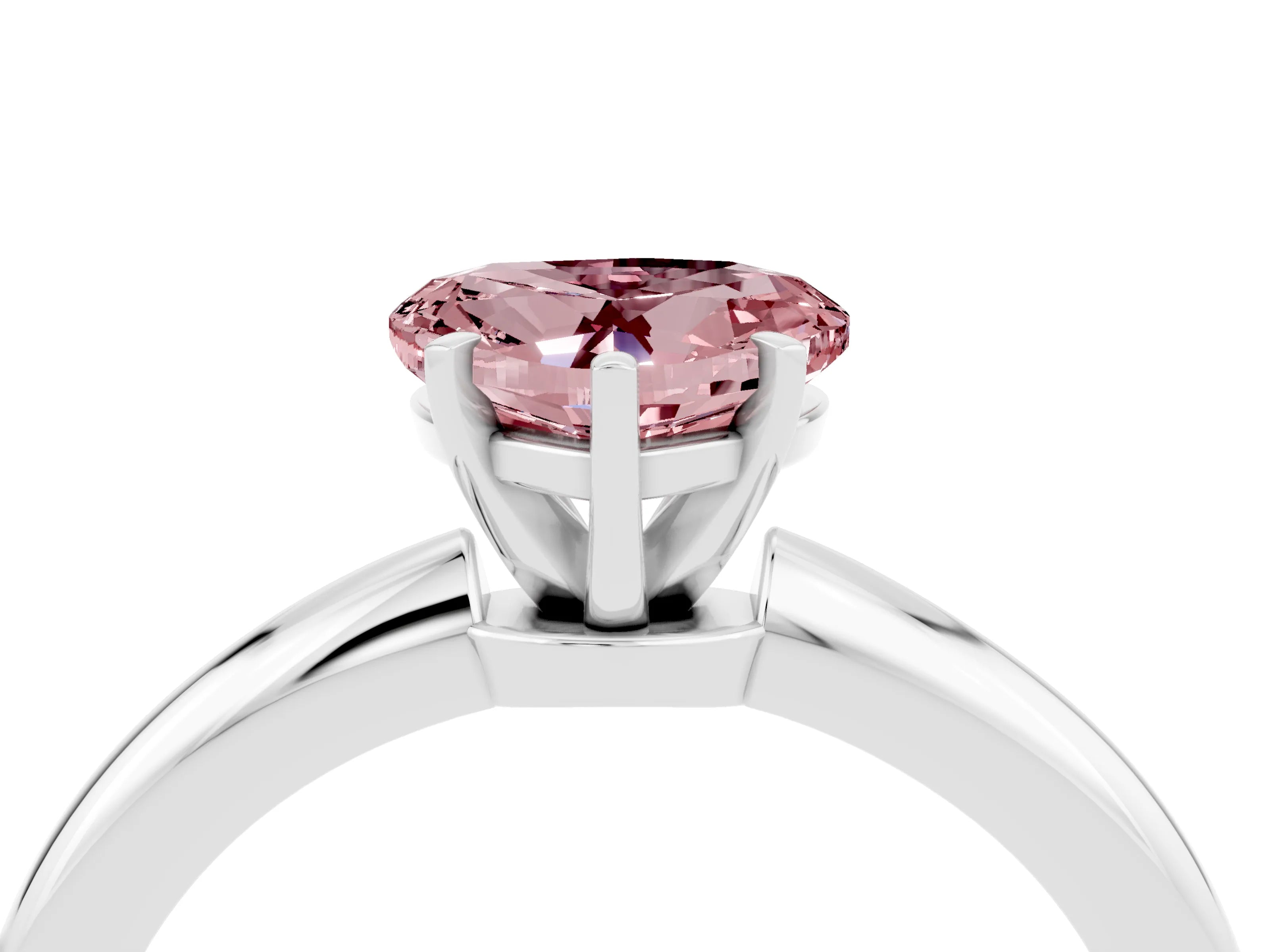 White gold Heart Cut Morganite Solitaire Ring with Six-Prong Setting and Classic Band_16