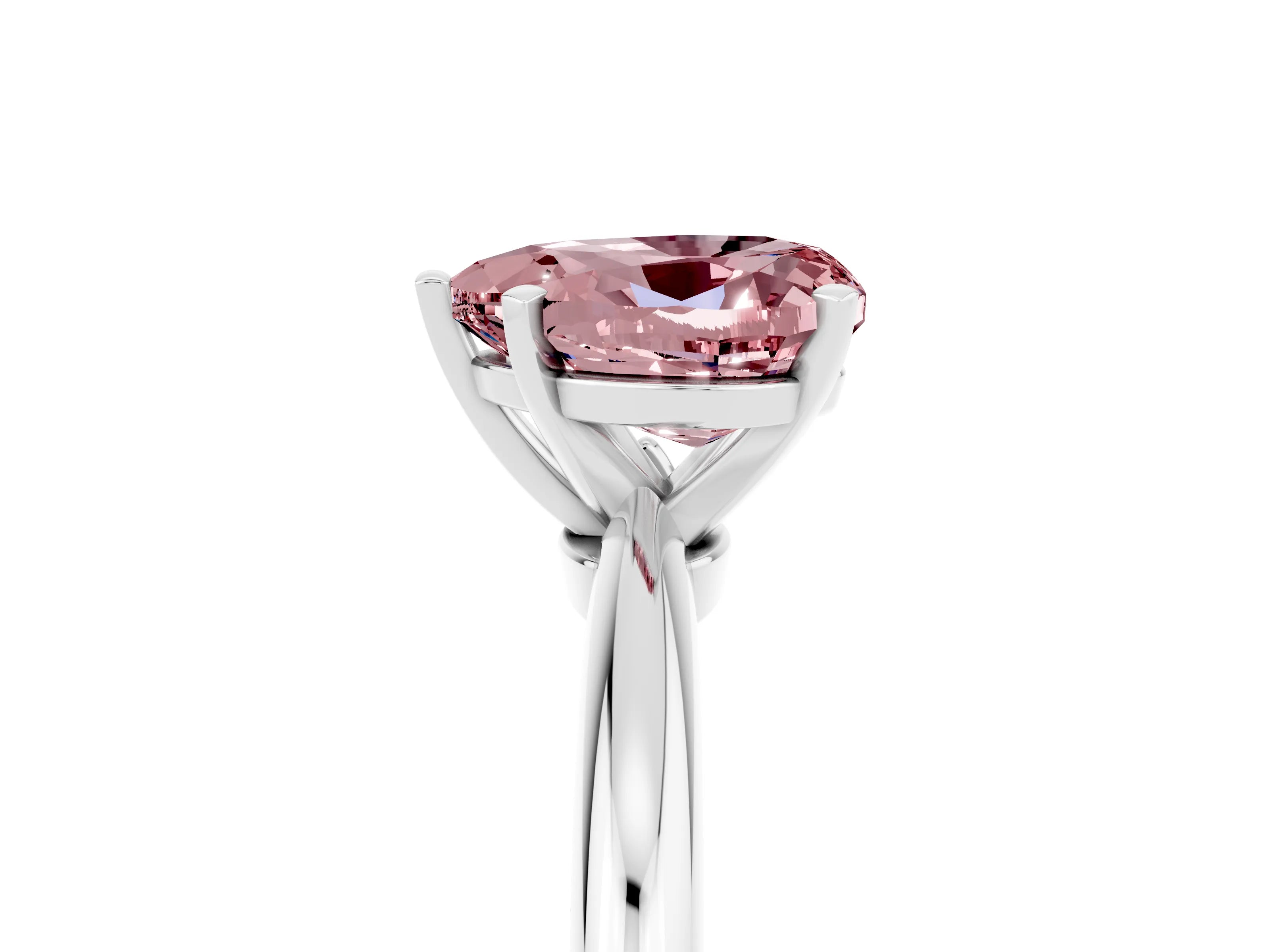 White gold Heart Cut Morganite Solitaire Ring with Six-Prong Setting and Classic Band_17