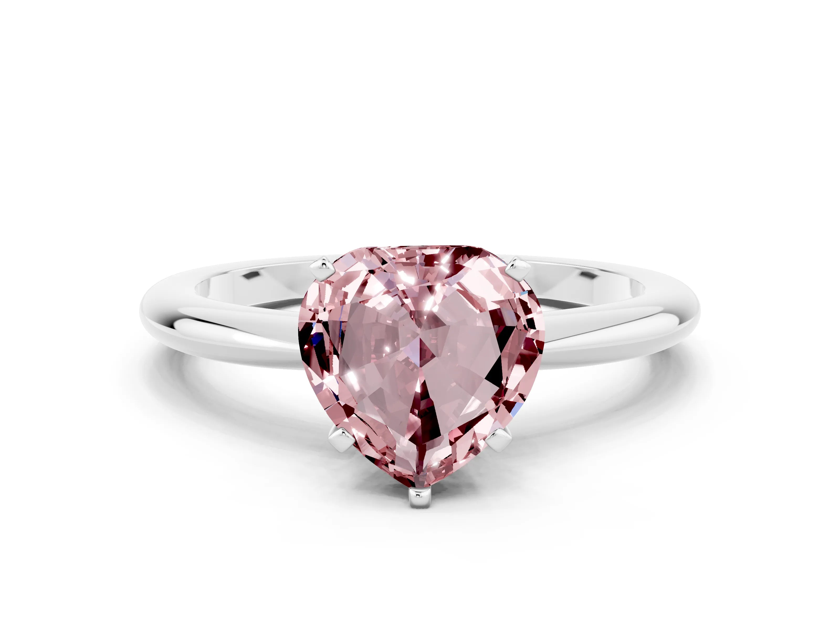 White gold Heart Cut Morganite Solitaire Ring with Six-Prong Setting and Classic Band_18