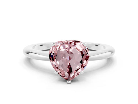 White gold Heart Cut Morganite Solitaire Ring with Six-Prong Setting and Classic Band_18