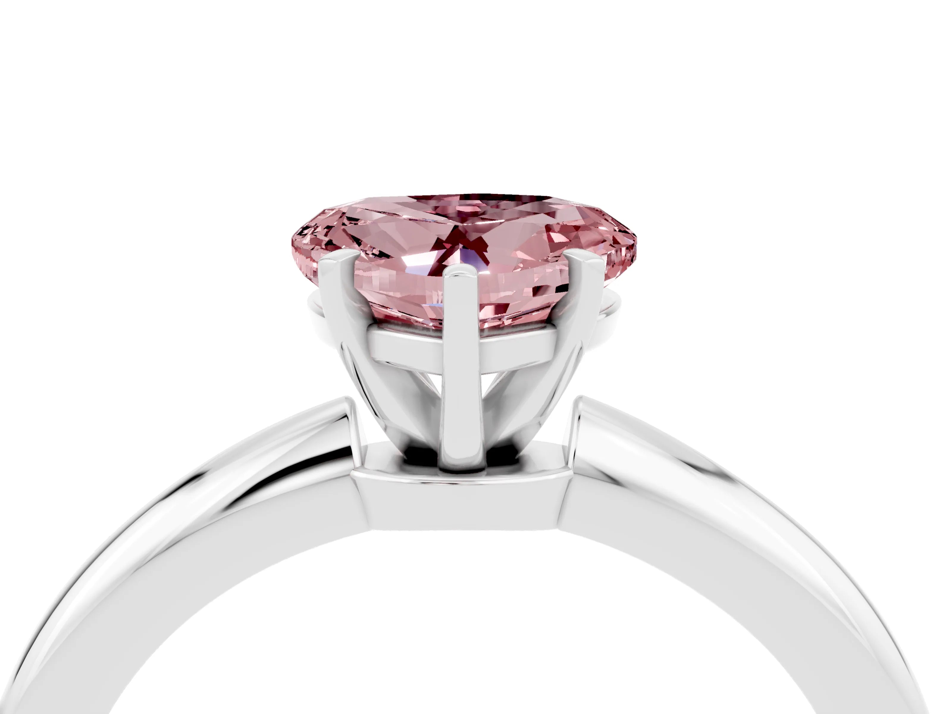 White gold Heart Cut Morganite Solitaire Ring with Six-Prong Setting and Classic Band_4