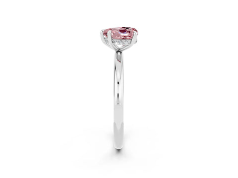 White gold Heart Cut Morganite Solitaire Ring with Thin Band and Four-Prong Setting_2