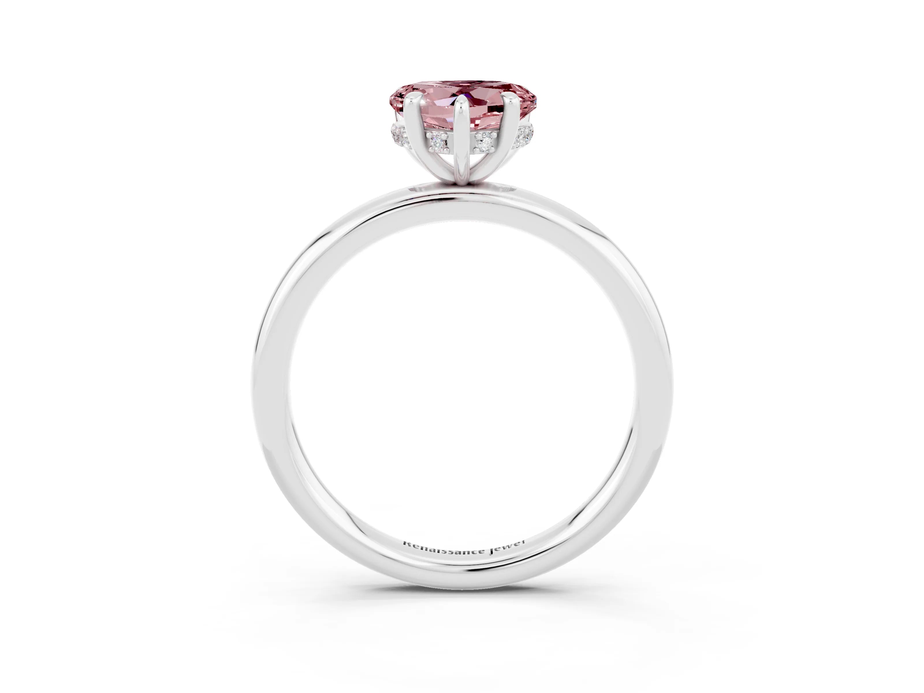 White gold Heart Cut Morganite Solitaire Ring with Thin Band and Four-Prong Setting_3