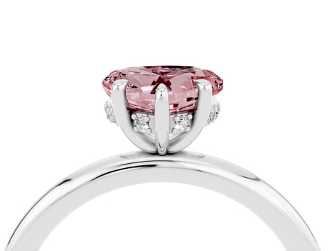 White gold Heart Cut Morganite Solitaire Ring with Thin Band and Four-Prong Setting_4