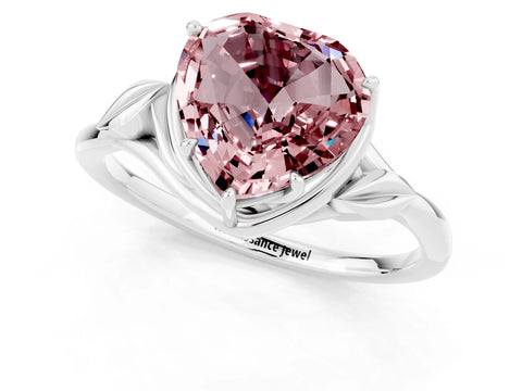 White gold Heart Cut Morganite Solitaire Ring with Twist Band and Four-Prong Setting_25