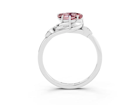 White gold Heart Cut Morganite Solitaire Ring with Twist Band and Four-Prong Setting_27