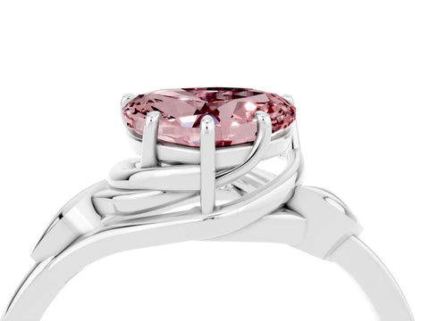 White gold Heart Cut Morganite Solitaire Ring with Twist Band and Four-Prong Setting_28