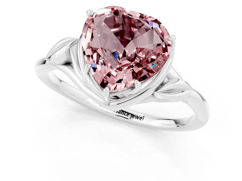 White gold Heart Cut Morganite Solitaire Ring with Twist Band and Four-Prong Setting_37