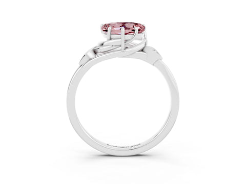 White gold Heart Cut Morganite Solitaire Ring with Twist Band and Four-Prong Setting_39