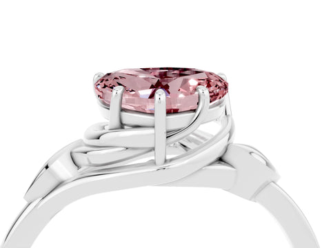 White gold Heart Cut Morganite Solitaire Ring with Twist Band and Four-Prong Setting_40