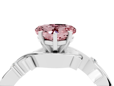 White gold Heart Cut Morganite Solitaire Ring with Twisted Band and Prong Setting_4
