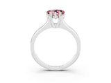 White gold Heart Cut Morganite Solitaire Ring with Wide Band and Prong Setting_3