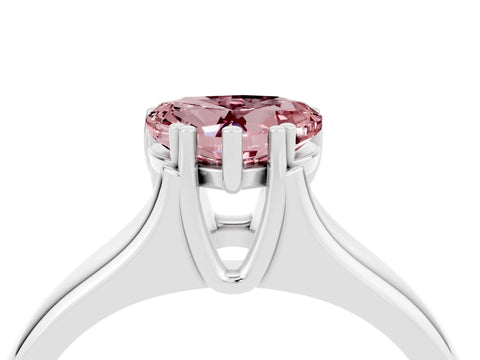 White gold Heart Cut Morganite Solitaire Ring with Wide Band and Prong Setting_4