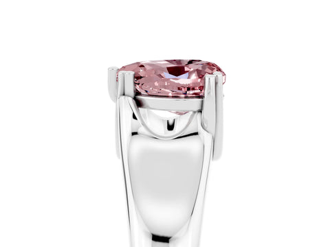 White gold Heart Cut Morganite Solitaire Ring with Wide Band and Prong Setting_5