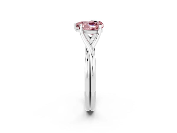 Silver Heart Cut Morganite Solitaire Twist Band Prong Setting Ring