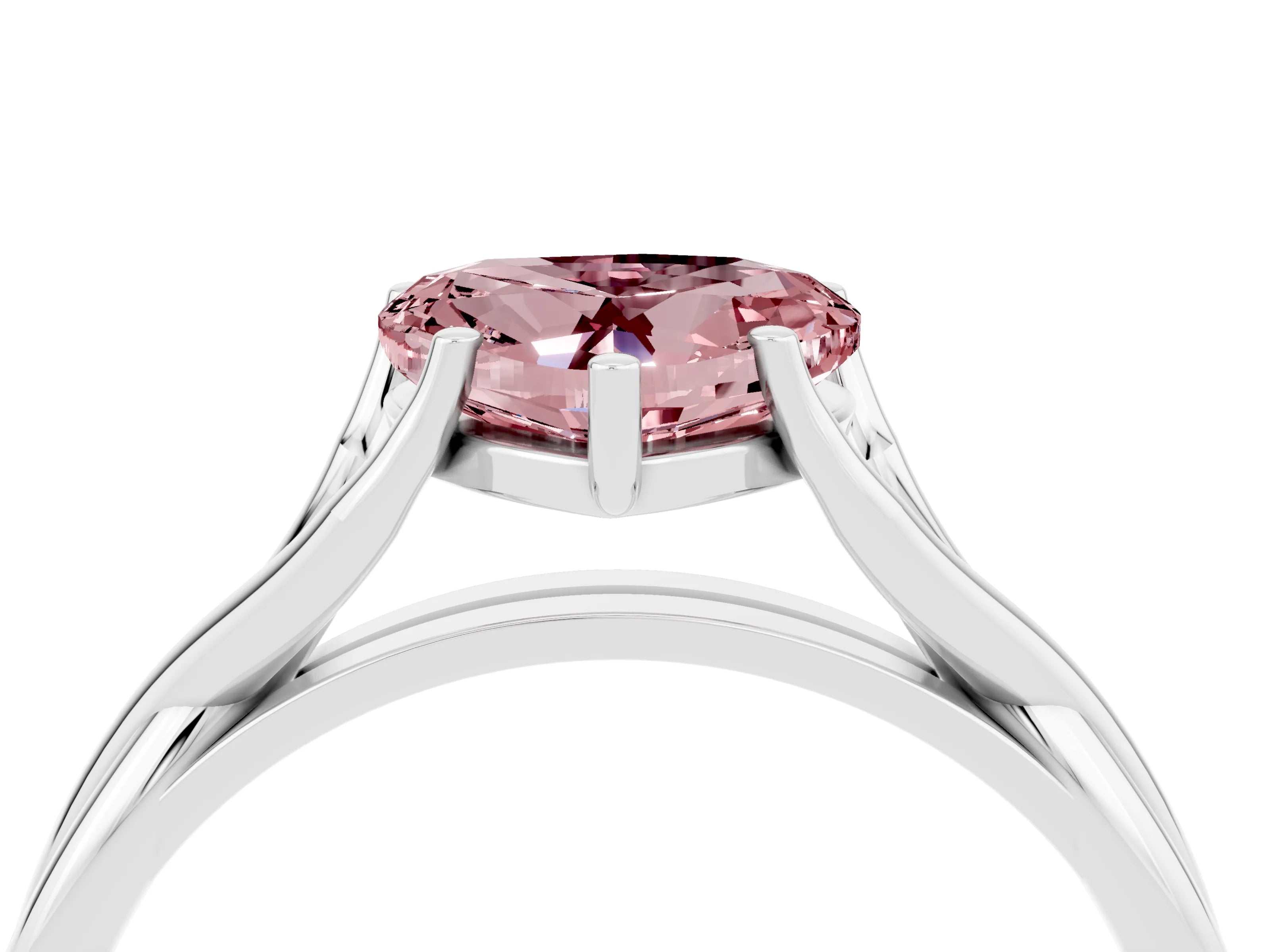 White gold Heart Cut Morganite Solitaire Twist Band Prong Setting Ring_40