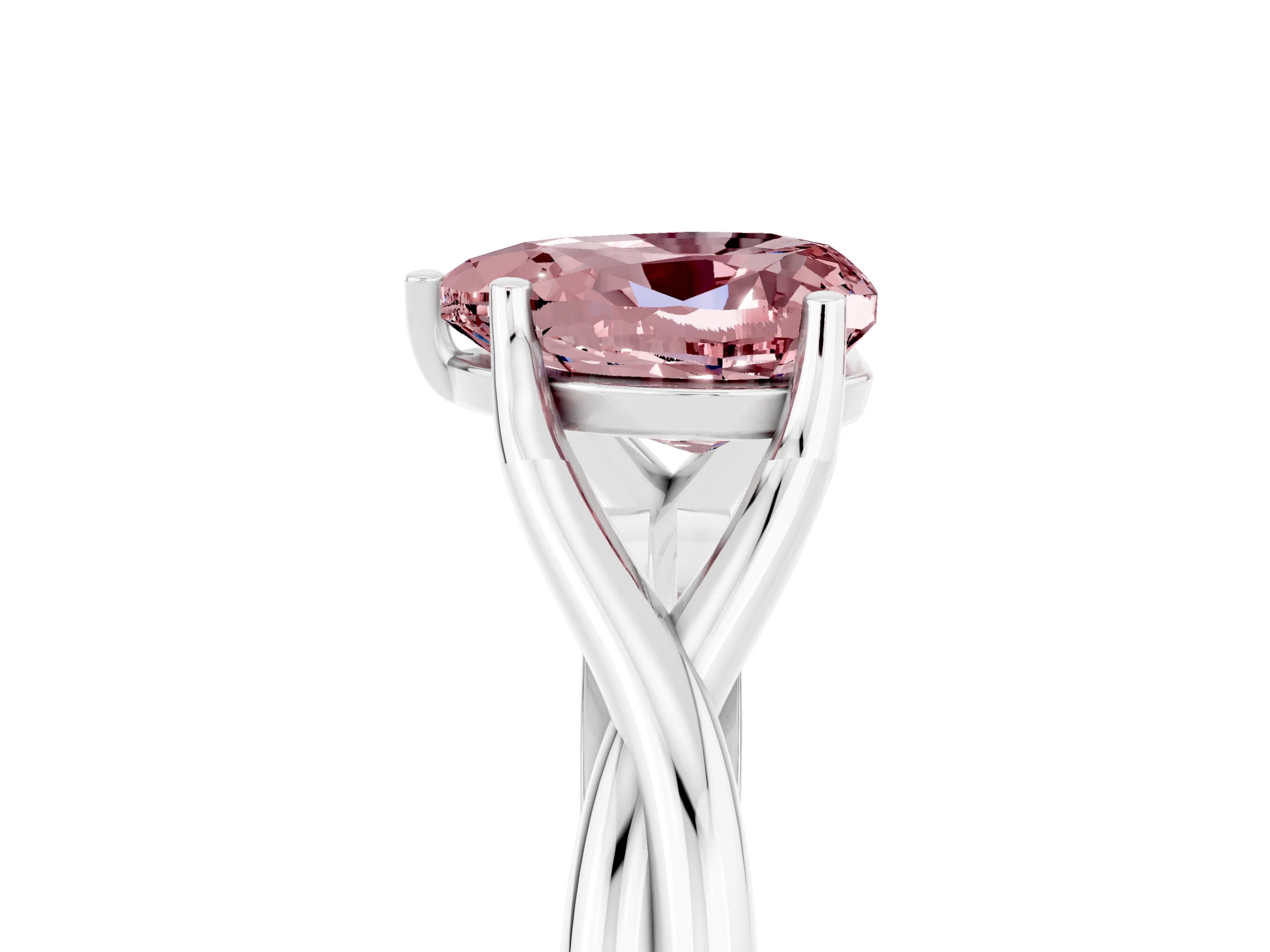 White gold Heart Cut Morganite Solitaire Twist Band Prong Setting Ring_41