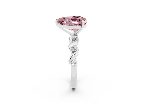 White gold Heart Cut Morganite Solitaire Twisted Band with Round  Accents and Prong Setting_14