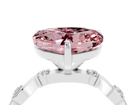 White gold Heart Cut Morganite Solitaire Twisted Band with Round  Accents and Prong Setting_16