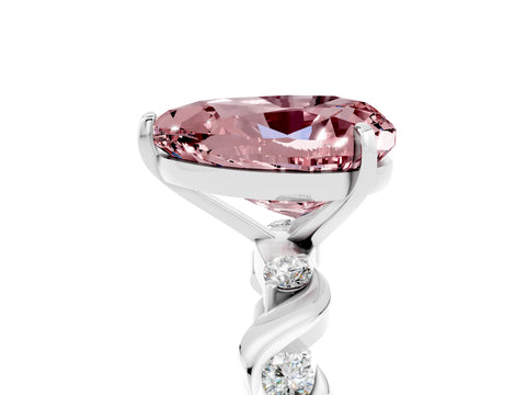 White gold Heart Cut Morganite Solitaire Twisted Band with Round  Accents and Prong Setting_17