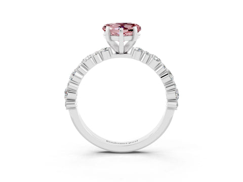 White gold Heart Cut Morganite Solitaire with Side Stones, Pave Band, Four-Prong Setting_27