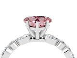 White gold Heart Cut Morganite Solitaire with Side Stones on a Pavé Band and Four-Prong Setting_4