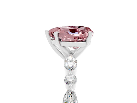White gold Heart Cut Morganite Solitaire with Side Stones on a Pavé Band and Four-Prong Setting_5