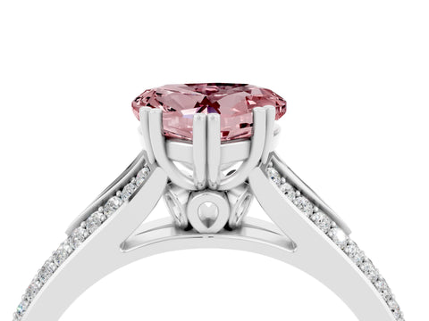 White gold Heart Cut Morganite Split Shank Engagement Ring with Pavé Band_4