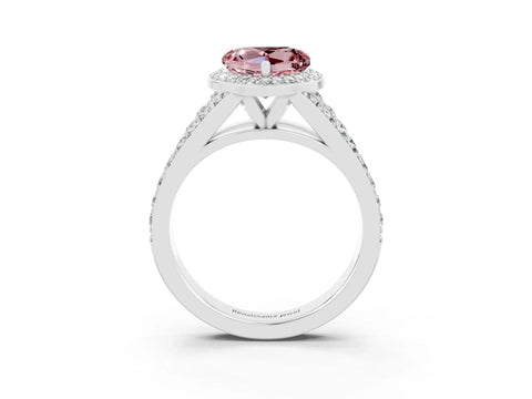White gold Heart Cut Morganite Split Shank Halo Ring with Four-Prong Setting_61