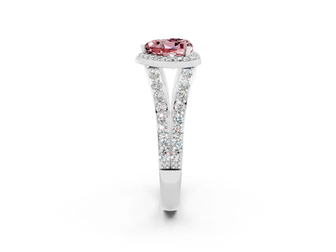 White gold Heart Cut Morganite Split Shank Halo Ring with Four-Prong Setting_62