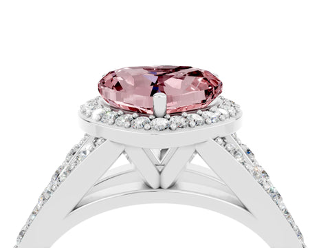 White gold Heart Cut Morganite Split Shank Halo Ring with Four-Prong Setting_64