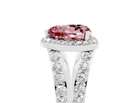 White gold Heart Cut Morganite Split Shank Halo Ring with Four-Prong Setting_65