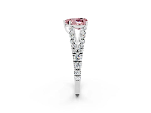 White gold Heart Cut Morganite Split Shank Pavé Engagement Ring with Four-Prong Setting_14