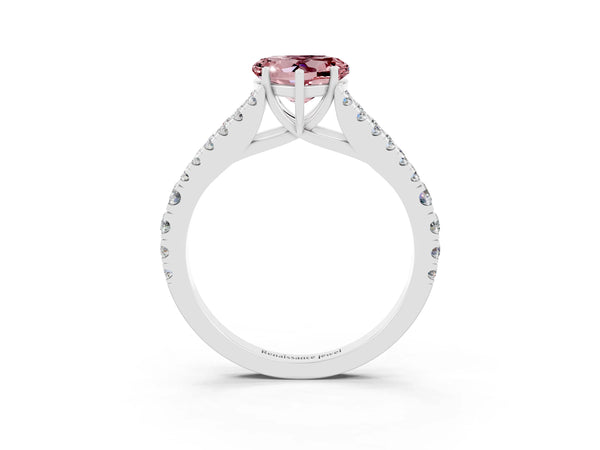 Platinum Heart Cut Morganite Split Shank Pavé Engagement Ring with Four-Prong Setting