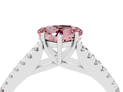 White gold Heart Cut Morganite Split Shank Pavé Engagement Ring with Four-Prong Setting_16