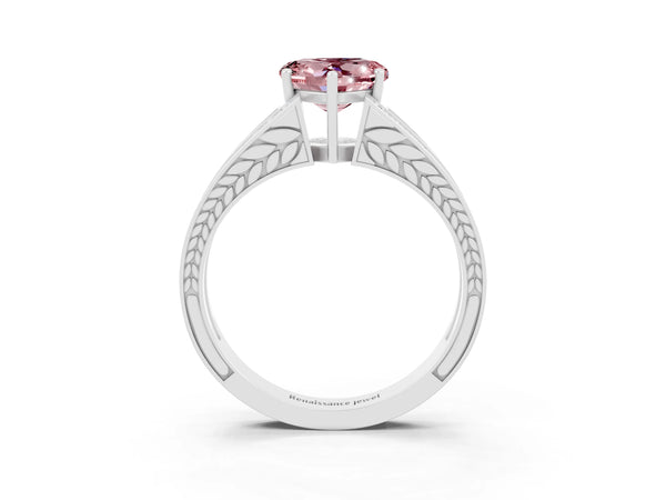 Platinum Heart Cut Morganite Split Shank Ring with Pavé Band and Four-Prong Setting