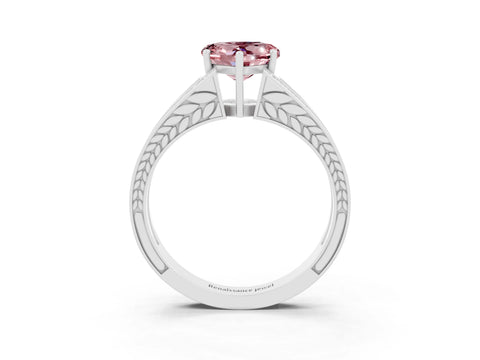 White gold Heart Cut Morganite Split Shank Ring with Pavé Band and Four-Prong Setting_3
