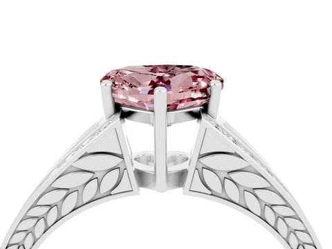 White gold Heart Cut Morganite Split Shank Ring with Pavé Band and Four-Prong Setting_4