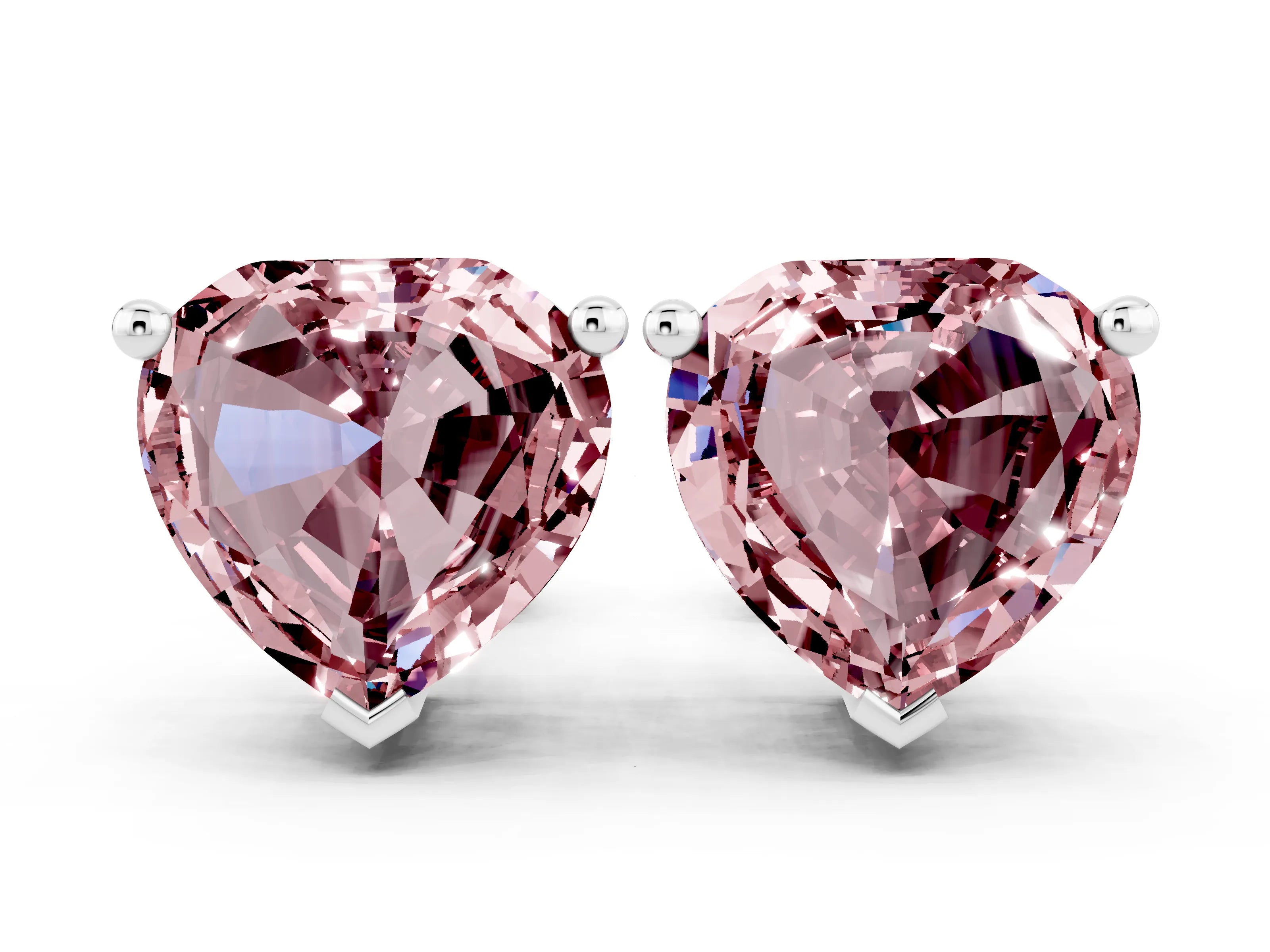 White gold Heart Cut Morganite Stud Earrings_18