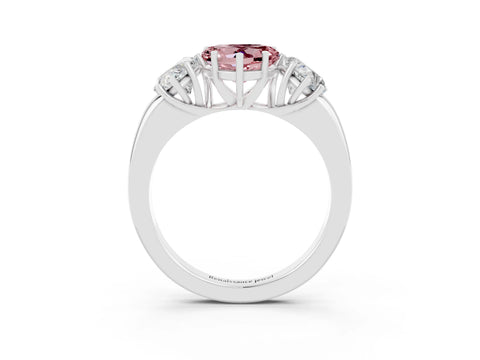 White gold Heart Cut Morganite Three-Stone Ring with Four-Prong Setting and Classic Band_3