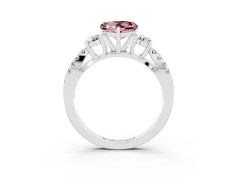 White gold Heart Cut Morganite Three-Stone Ring with Pavé Split Shank and Four-Prong Setting_21