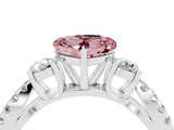 White gold Heart Cut Morganite Three-Stone Ring with Pavé Split Shank and Four-Prong Setting_22
