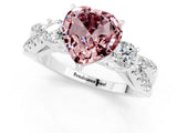 White gold Heart Cut Morganite Three-Stone Ring with Pavé Split Shank and Four-Prong Setting_25