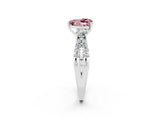 White gold Heart Cut Morganite Three-Stone Ring with Pavé Split Shank and Four-Prong Setting_26