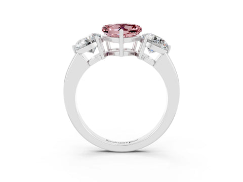 White gold Heart Cut Morganite Three-Stone Ring with Prong Setting and Classic Band_3