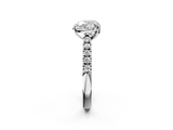 White gold Heart Cut Pavé Band Solitaire Ring with Four-Prong Setting_258