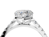 White gold Heart Cut Pavé Band Solitaire Ring with Four-Prong Setting_260