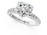 White gold Heart Cut Pavé Band Solitaire Ring with Four-Prong Setting_265